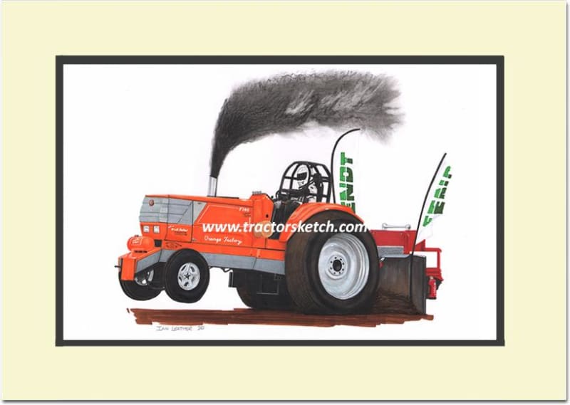 Orange Factory Tractor Puller / Art Print