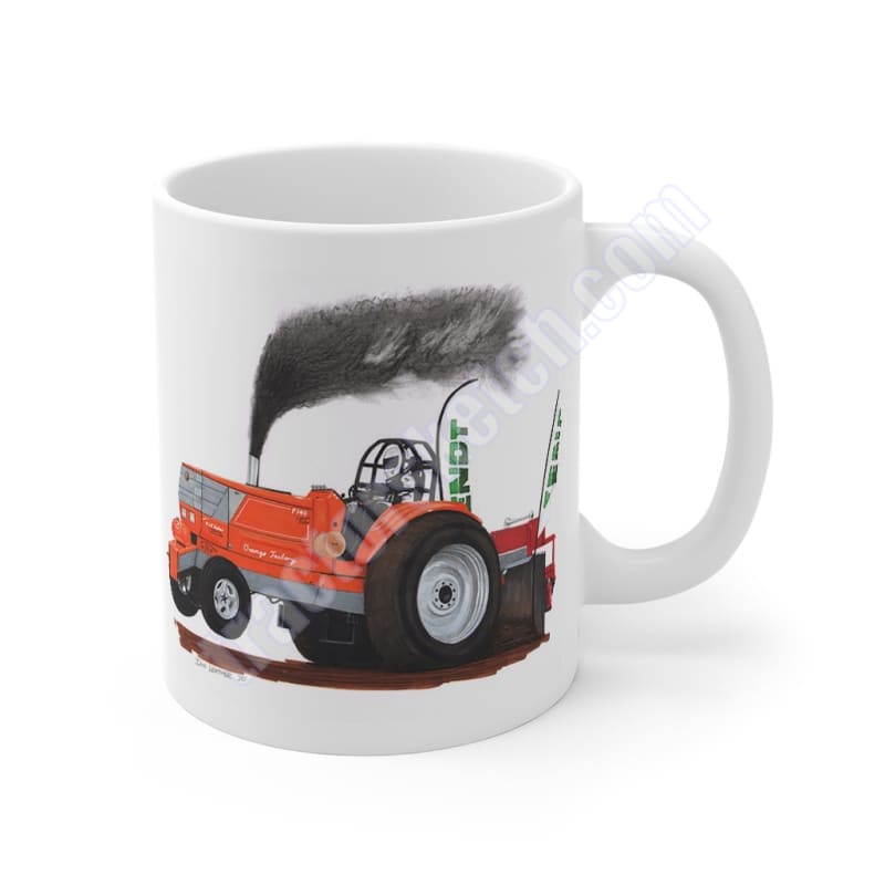 Orange Factory Tractor Puller Coffee Mug Ian Leather Fiat Winner F140
