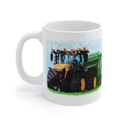 Yellow Fastrak 4220 Tractor & McHale Baler Mug 11oz / JCB - 
